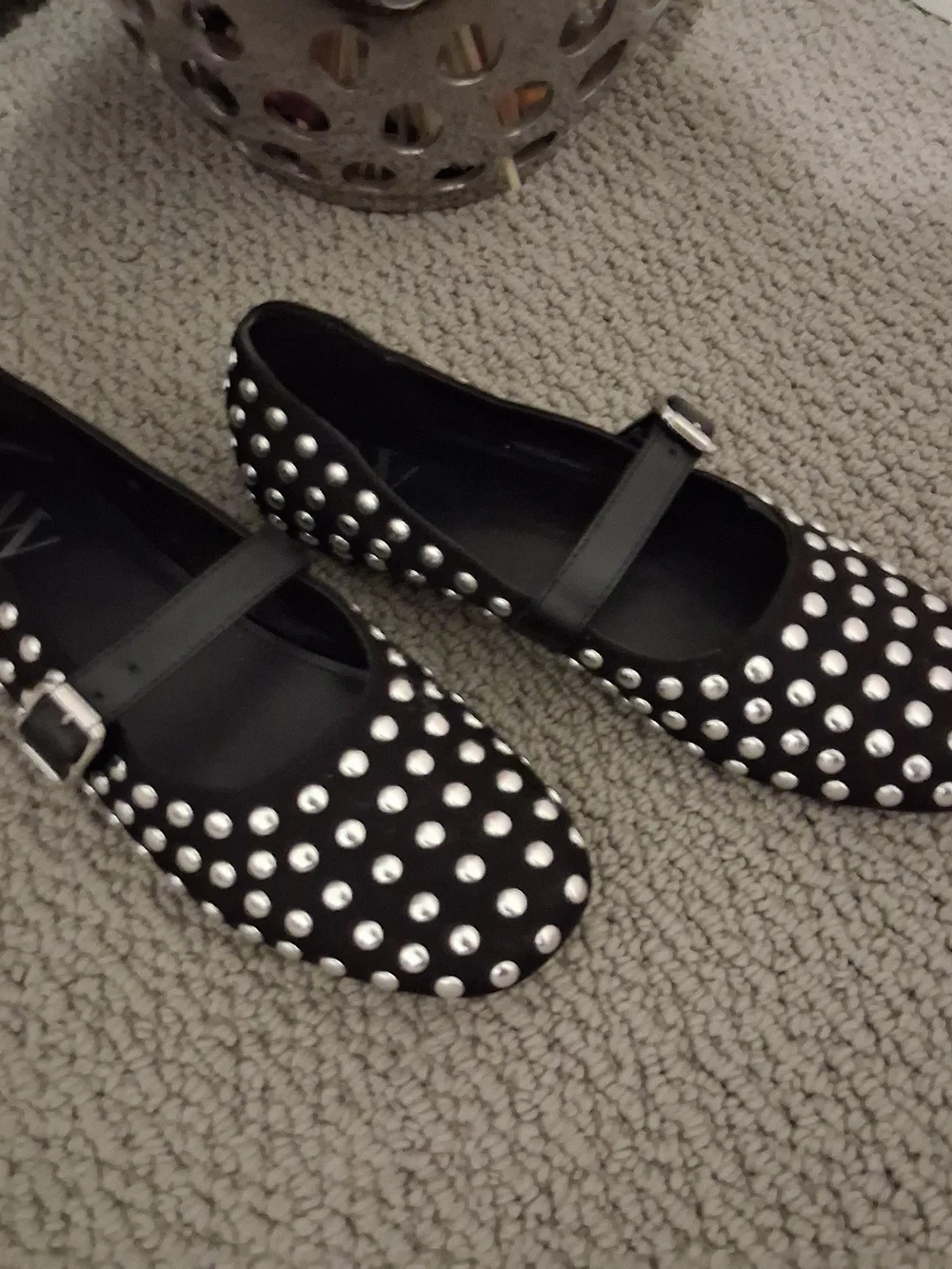 Worthington Black Mary Jane Flats with Silver Studs